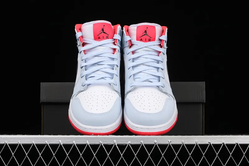 All categories Air Jordan Jordan series basketball shoes Air Jordan 1 Mid Air Jordan 1 Mid AJ1 Joe 1 snowflake ice blue color mid-top basketball shoes 555112-400